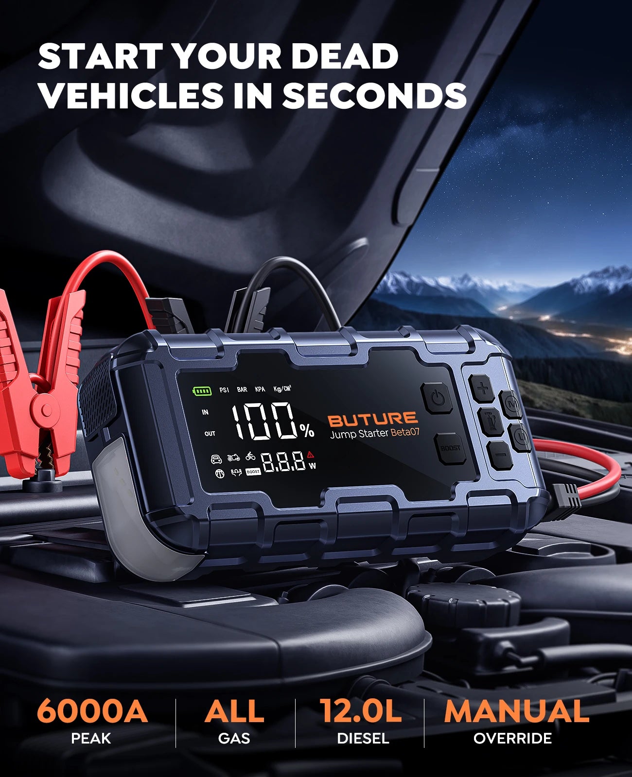 Booster Batterie Diesel Pro 6000A | Puissance Extrême 12V