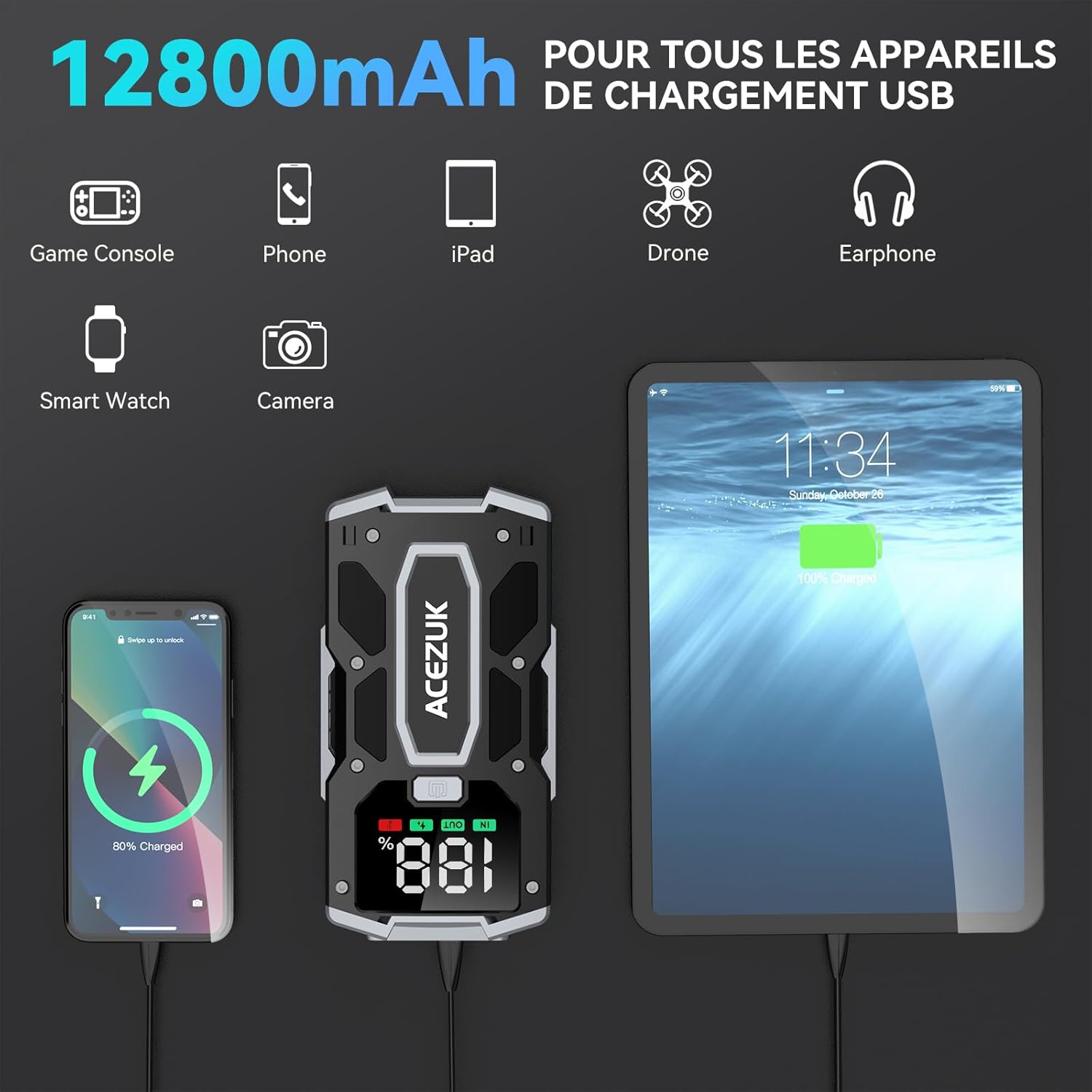 Booster Batterie Diesel 4000A | Haute Puissance 12V