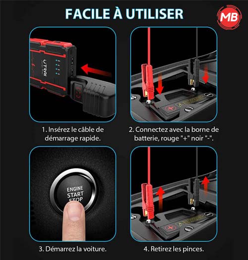 Booster Batterie Moto 1000A | Puissance Démarrage Rapide