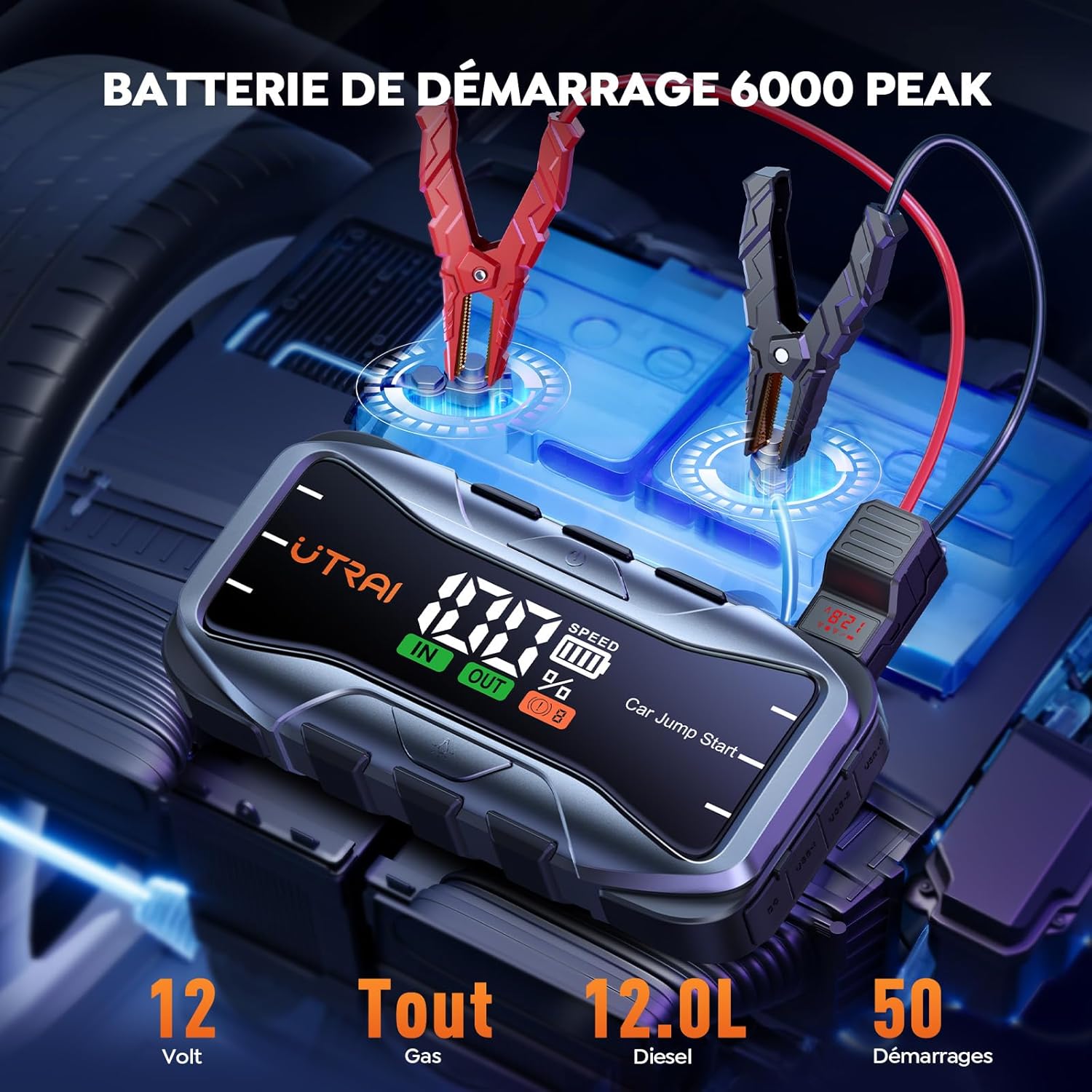 Booster Batterie Voiture 6000A | Démarrage Instantané 12V