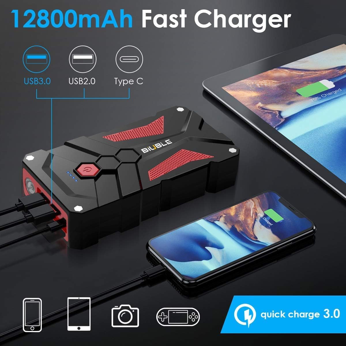 Booster Batterie Moto Portable 12V | USB + LED Intégrés