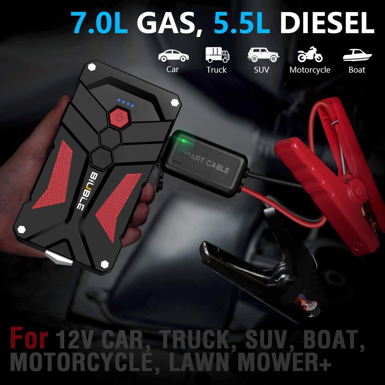 Booster Batterie Moto Portable 12V | USB + LED Intégrés