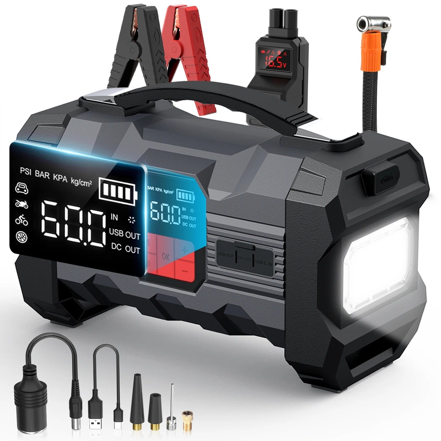 Booster Batterie Voiture 4000A | Puissance et Gonfleur Pneus