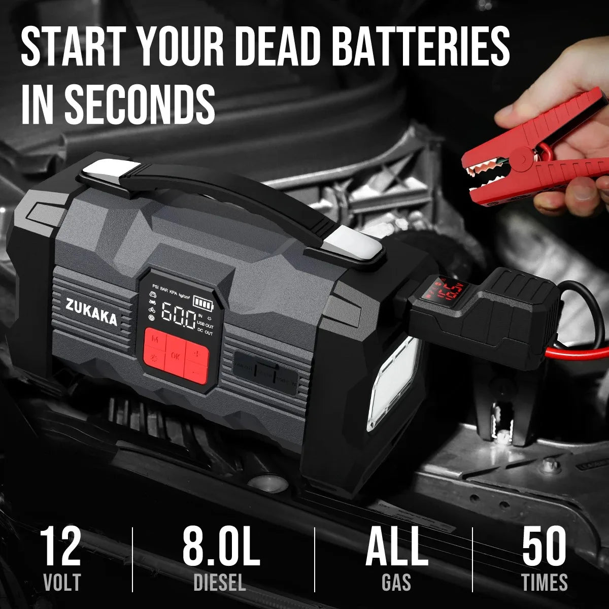Booster Batterie Voiture 4000A | Puissance et Gonfleur Pneus