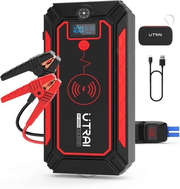 Booster Batterie Voiture 6000A Avec Gonfleur 160PSI - Démarreur Moteur Essence/Diesel Jusqu'à 10L, Batterie 27000mAh, Écran LCD - 3