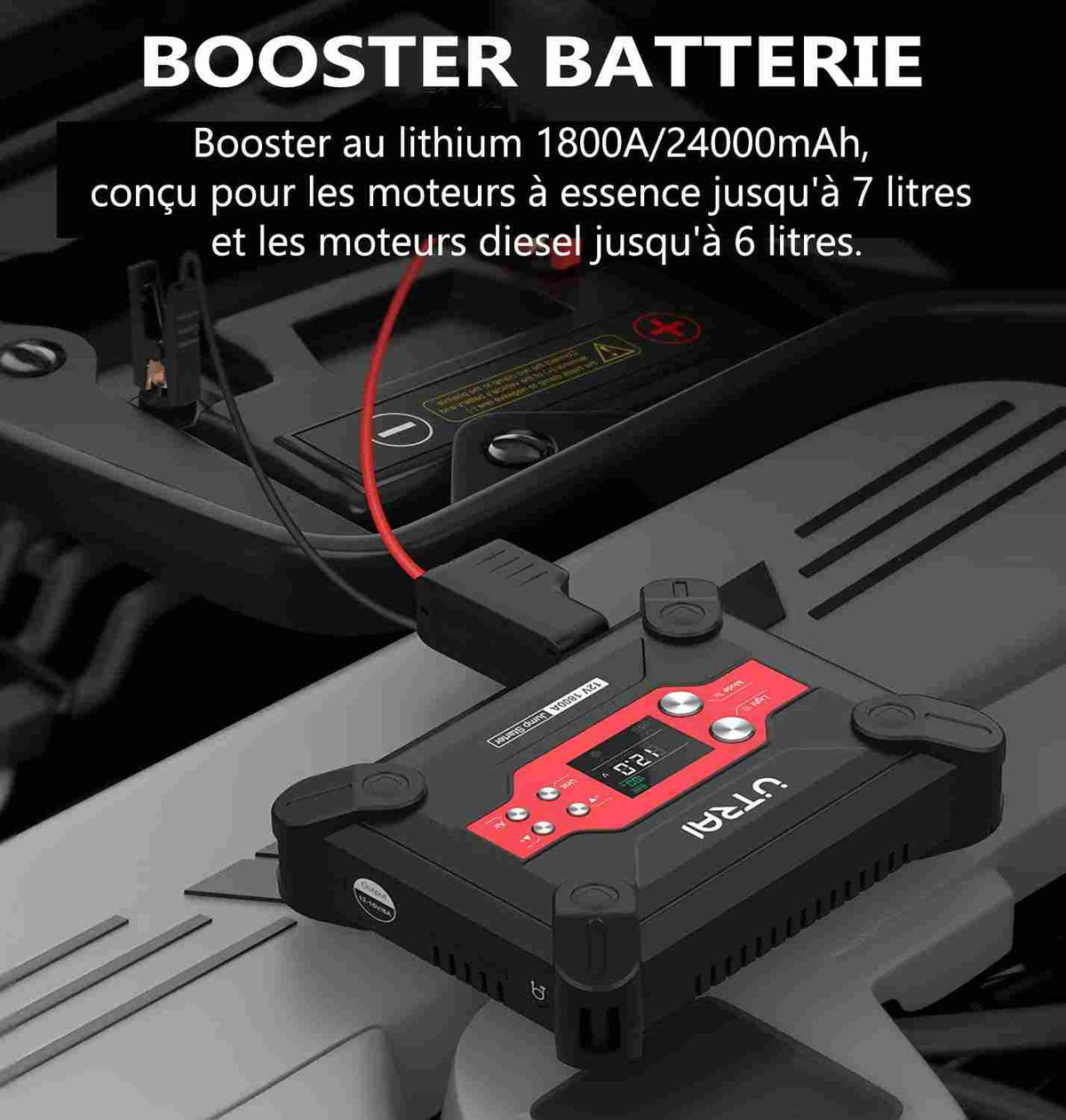 Compresseur D'air Portable Pour Démarreur De Voiture, 3 En 1 Démarreur De  Batterie De Voiture